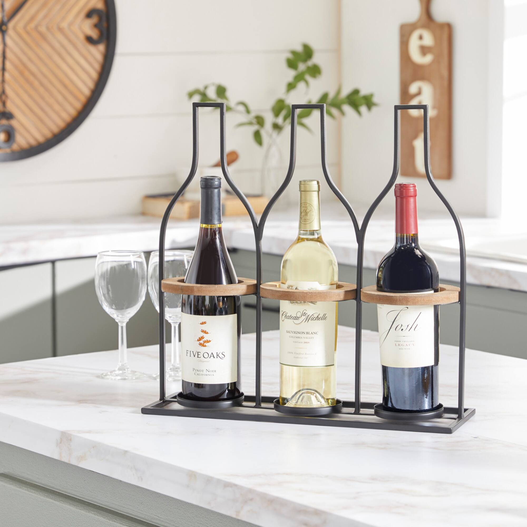 16" Black Metal Farmhouse Wine Rack